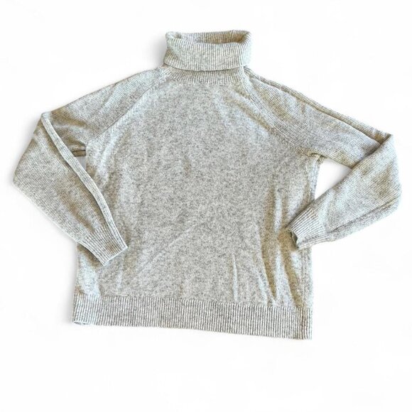 Loft Women’s Light Grey Cotton Knit Turtleneck Sweater size Large - Picture 1 of 3
